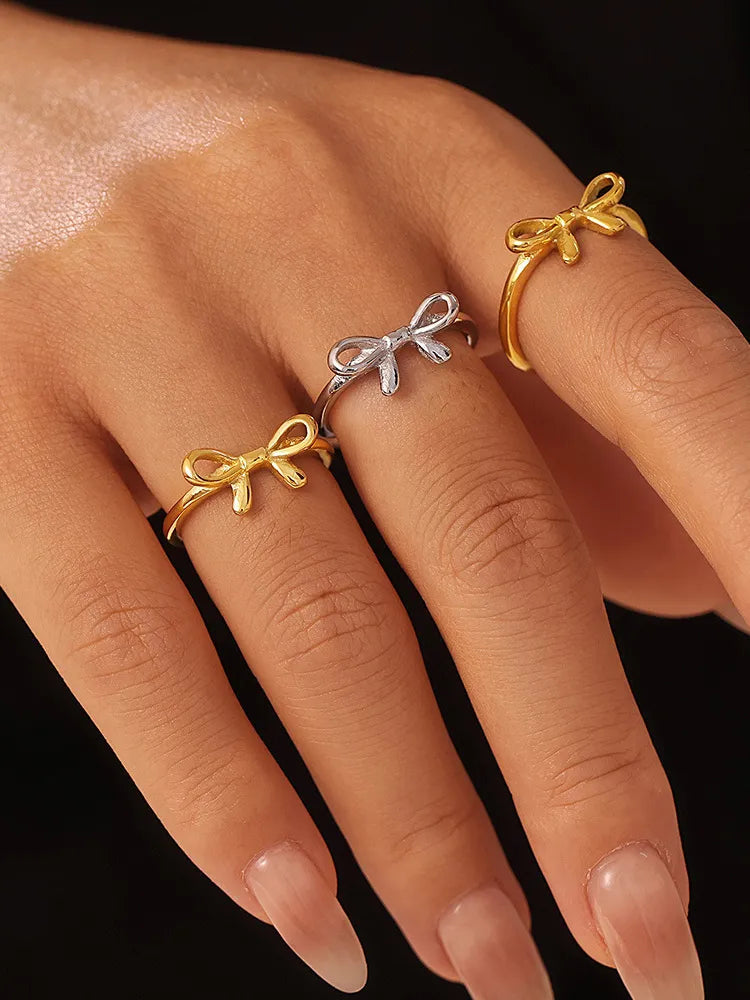 Bow ring stainless steel ins style jewelry